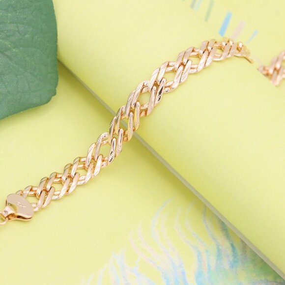 "Elegant Gold Plated Rose Gold Chain Link Bracelet for Women, XPBL1087 - Picture 1 of 12